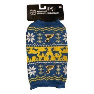 NHL Officially Licensed St Louis Blues Hockey Knit Holiday Dog Sweater XS NWT